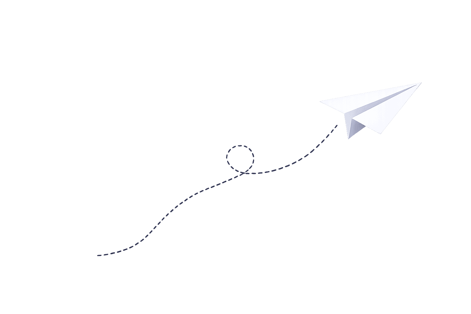 弧を描いて空高く舞い上がる紙飛行機